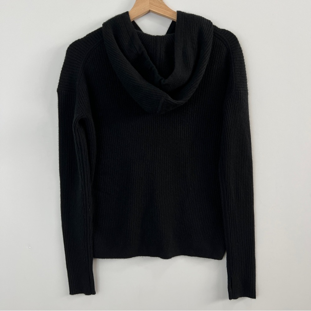 NWT Naadam Luxe Cashmere Ribbed Hoodie Pullover Sweater Black XS - Picture 6 of 11